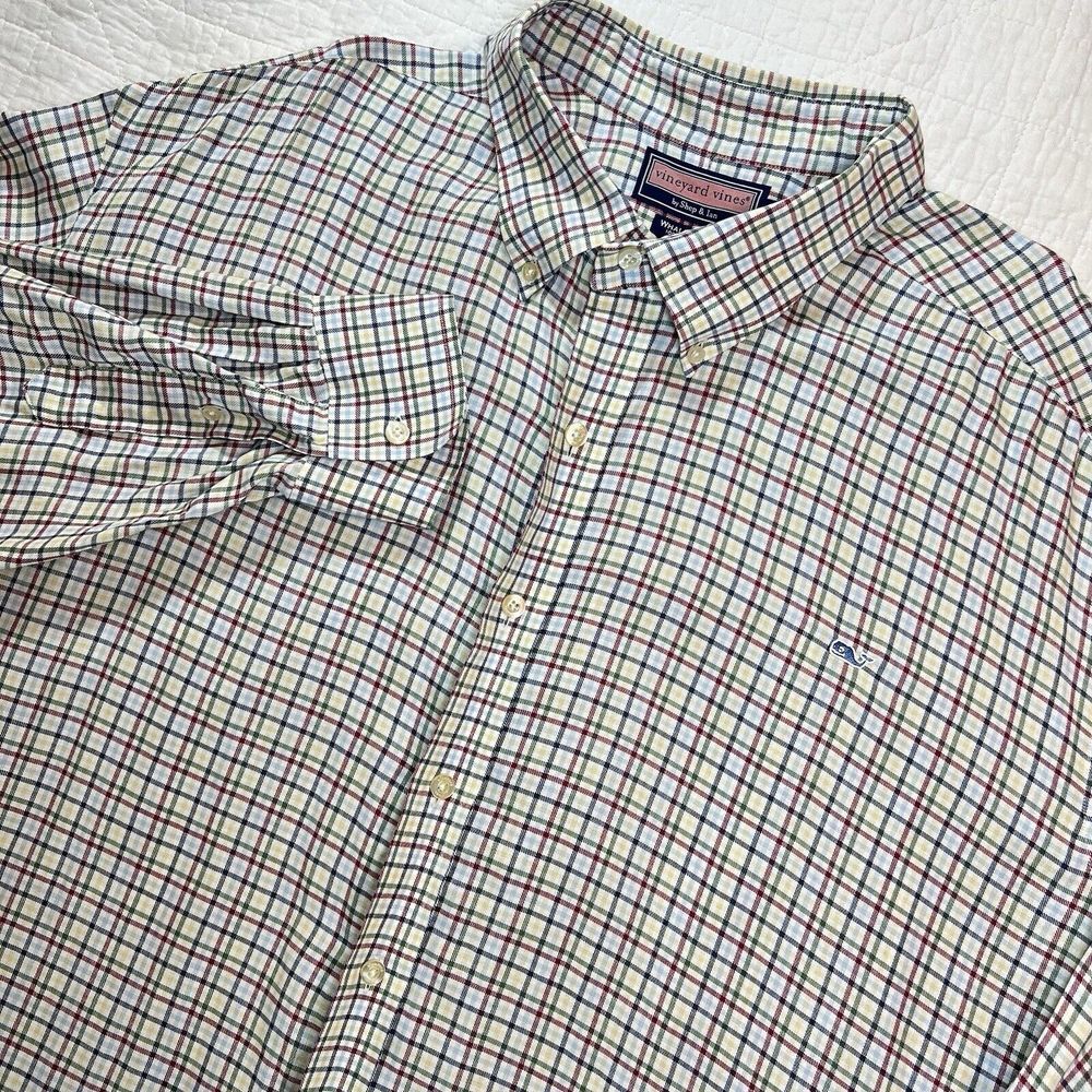 Vineyard Vines Button Down Whale Shirt Men's 3XLT Multicolor Plaid Big & Tall